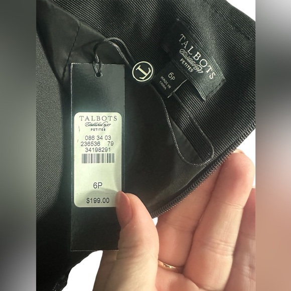 NWT Talbots Black & Gold Strapless Sheath Lace Dress w/ Asymmetrical Neckline - Picture 8 of 8